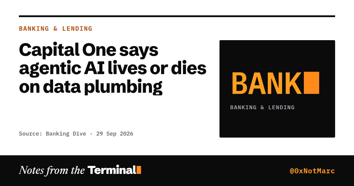 Capital One says agentic AI lives or dies on data plumbing