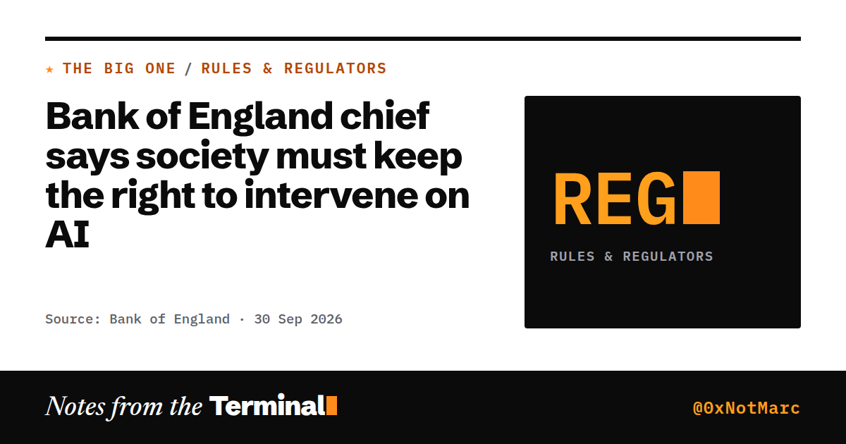 Bank of England chief says society must keep the right to intervene on AI