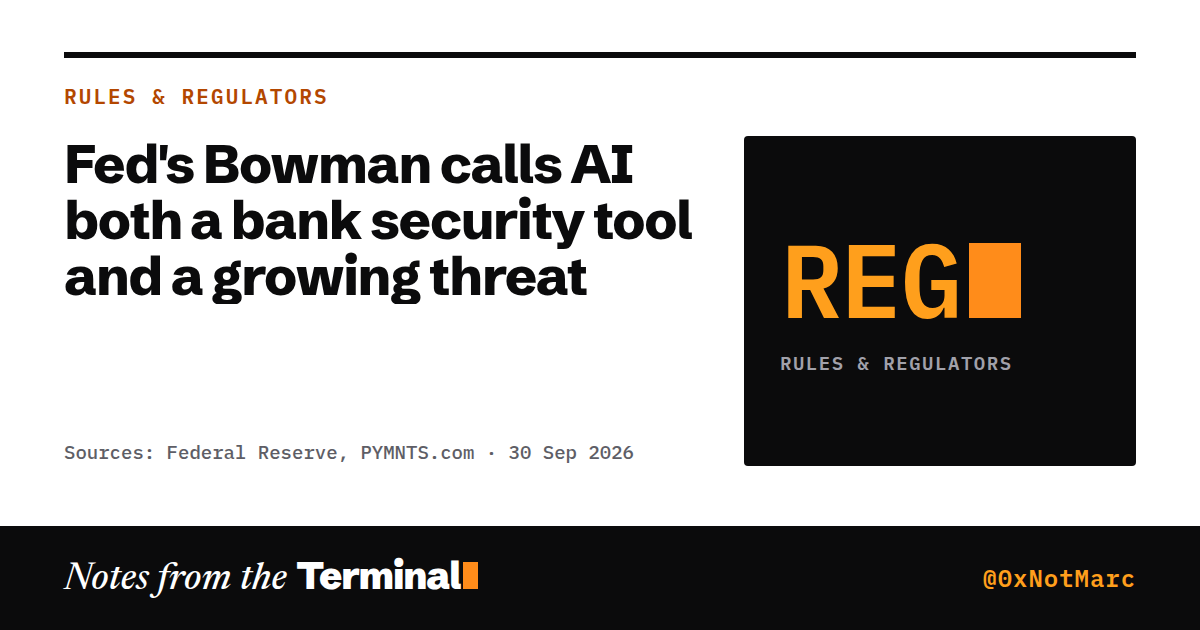 Fed's Bowman calls AI both a bank security tool and a growing threat