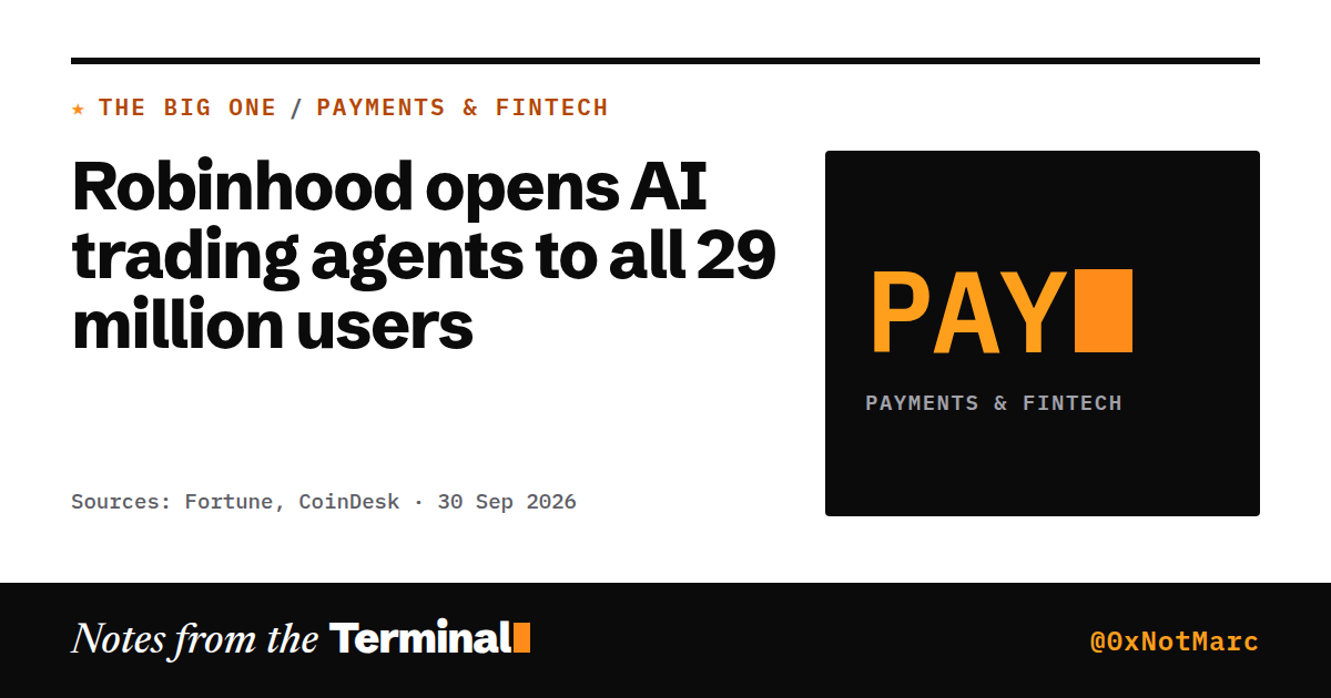 Robinhood opens AI trading agents to all 29 million users