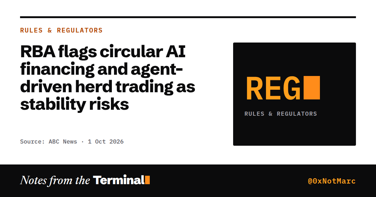 RBA flags circular AI financing and agent-driven herd trading as stability risks