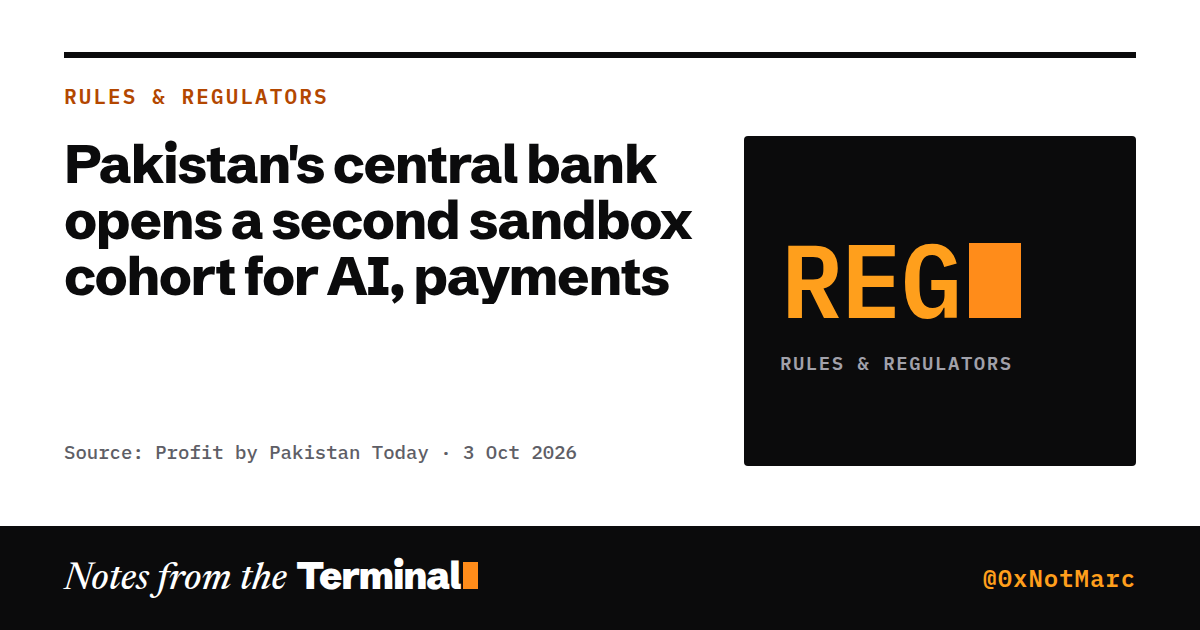 Pakistan's central bank opens a second sandbox cohort for AI, payments