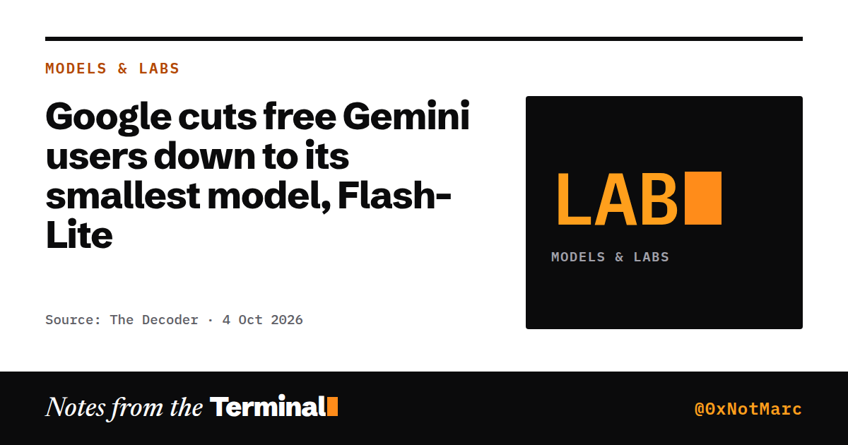 Google cuts free Gemini users down to its smallest model, Flash-Lite