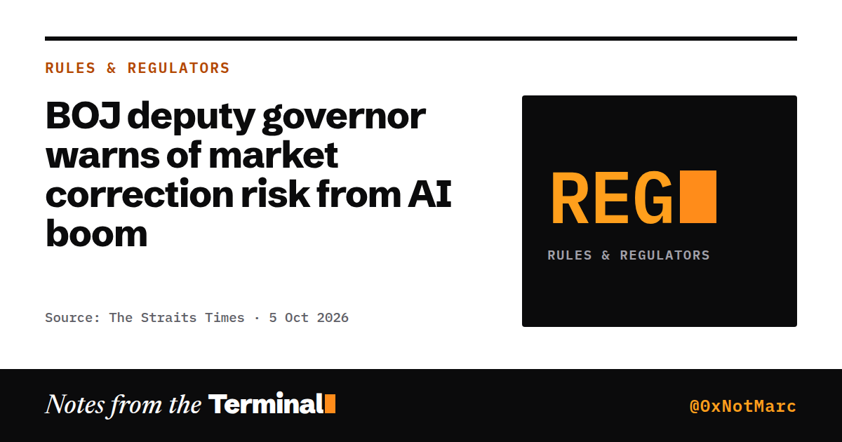 BOJ deputy governor warns of market correction risk from AI boom