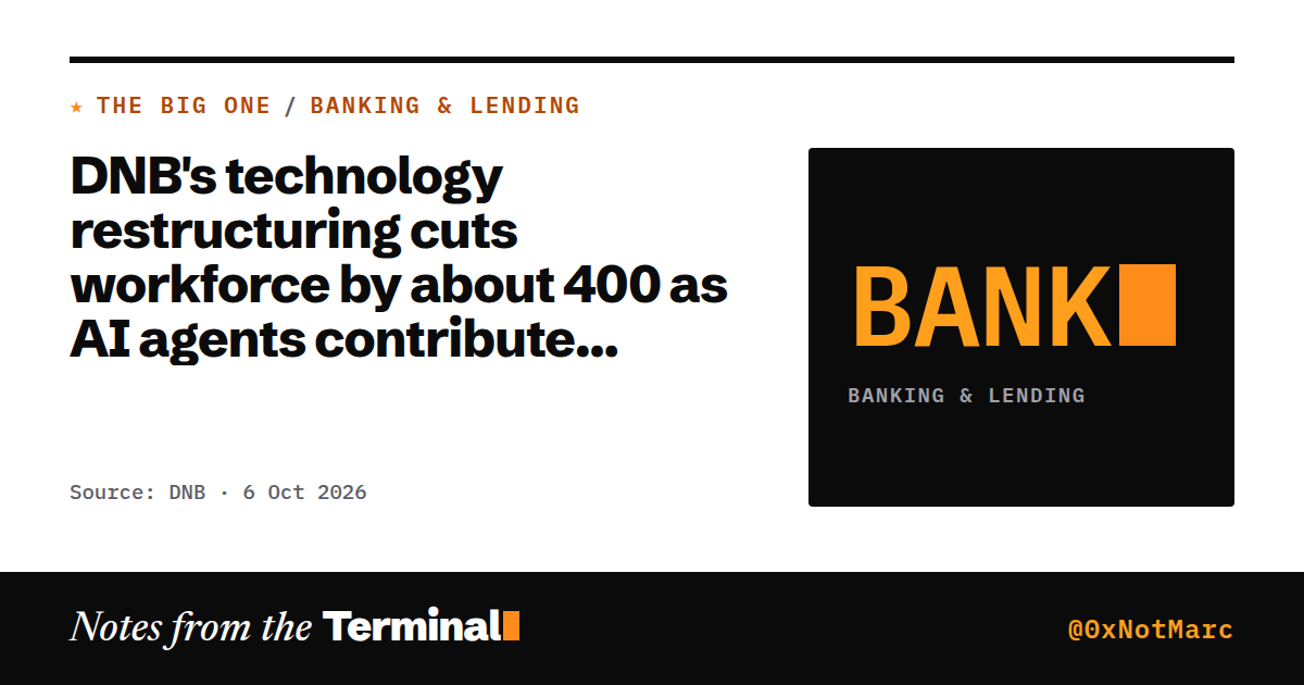 DNB's technology restructuring cuts workforce by about 400 as AI agents contribute efficiency gains