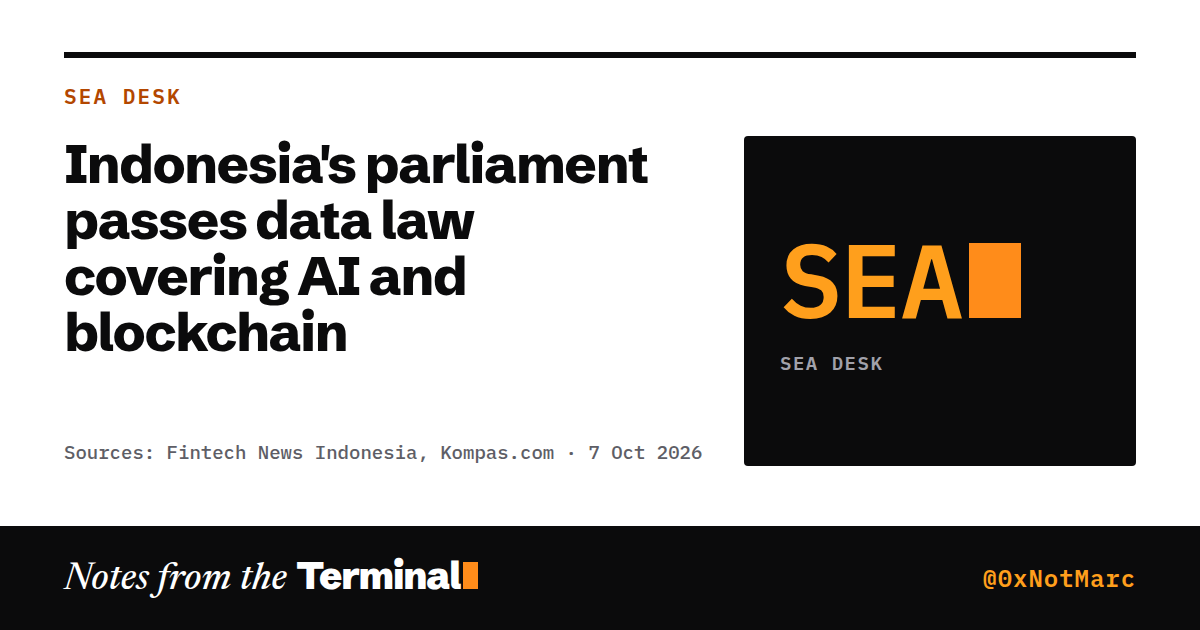 Indonesia's parliament passes data law covering AI and blockchain