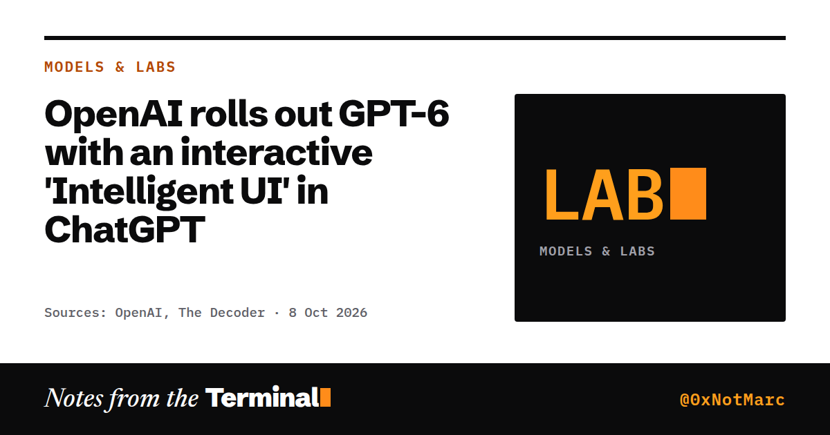 OpenAI rolls out GPT-6 with an interactive 'Intelligent UI' in ChatGPT