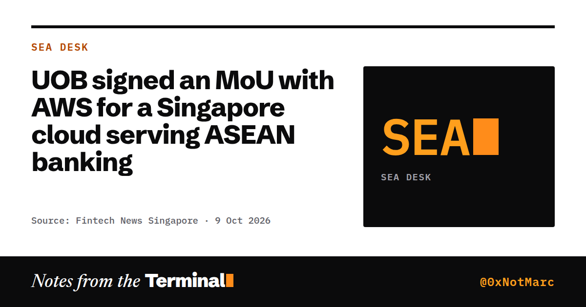 UOB signed an MoU with AWS for a Singapore cloud serving ASEAN banking