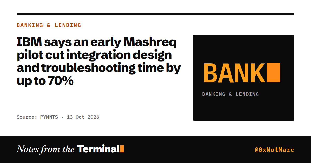 IBM says an early Mashreq pilot cut integration design and troubleshooting time by up to 70%