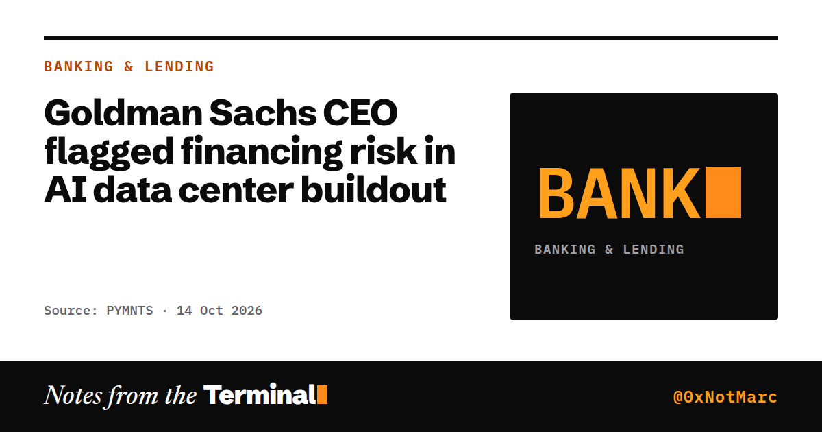 Goldman Sachs CEO flagged financing risk in AI data center buildout