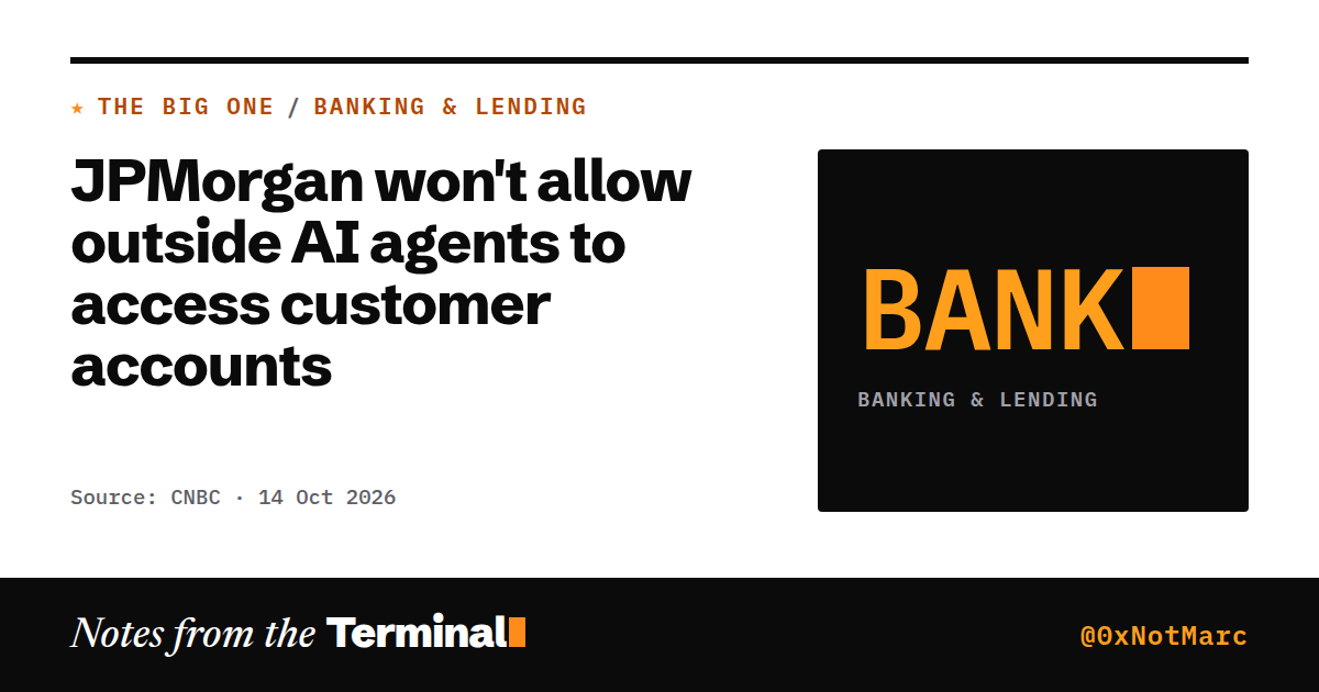 JPMorgan won't allow outside AI agents to access customer accounts