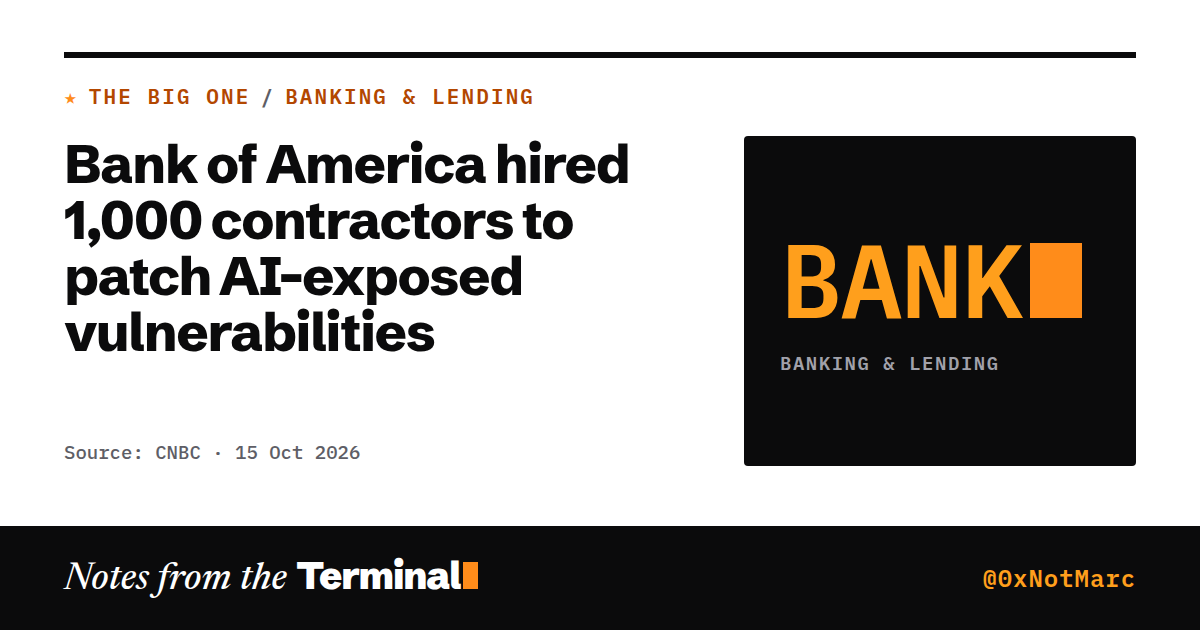 Bank of America hired 1,000 contractors to patch AI-exposed vulnerabilities