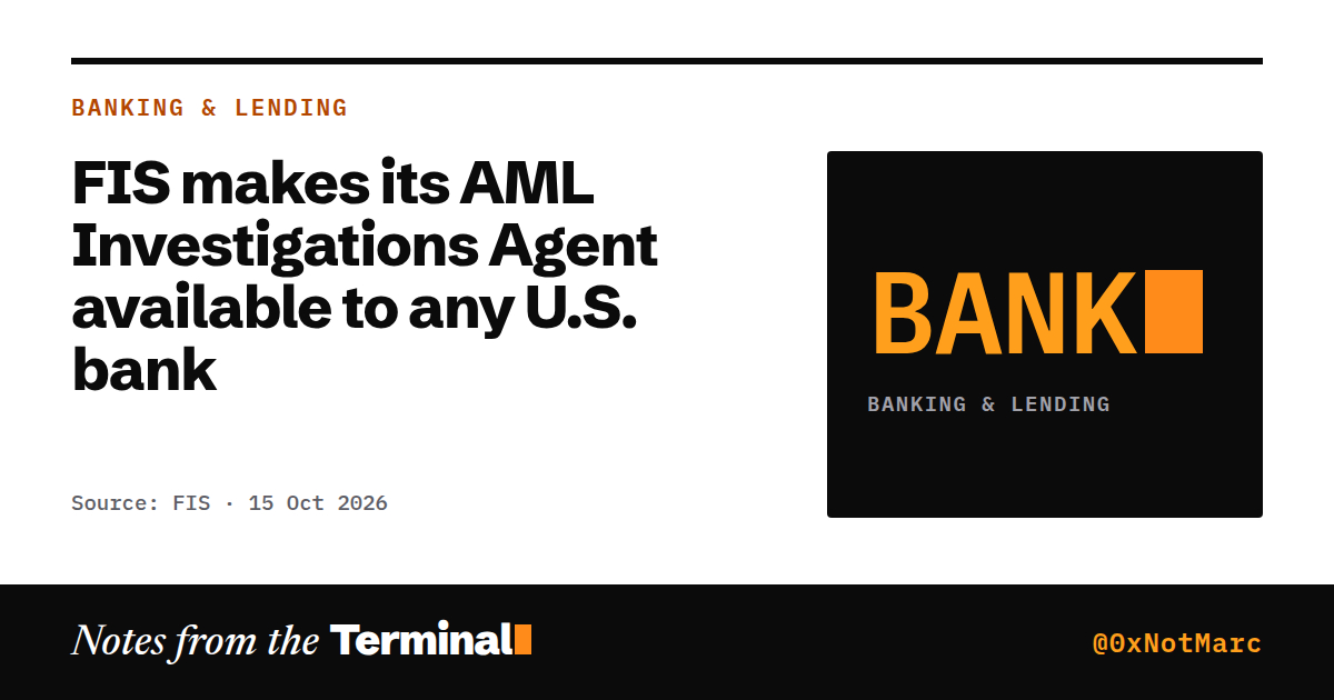 FIS makes its AML Investigations Agent available to any U.S. bank