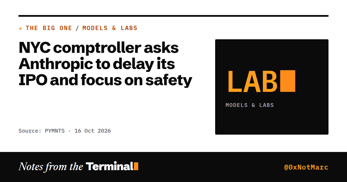 NYC comptroller asks Anthropic to delay its IPO and focus on safety