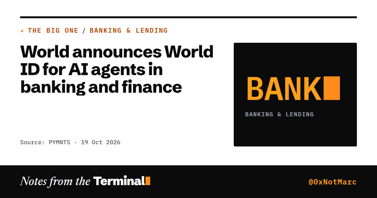 World announces World ID for AI agents in banking and finance