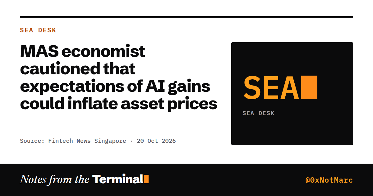 MAS economist cautioned that expectations of AI gains could inflate asset prices