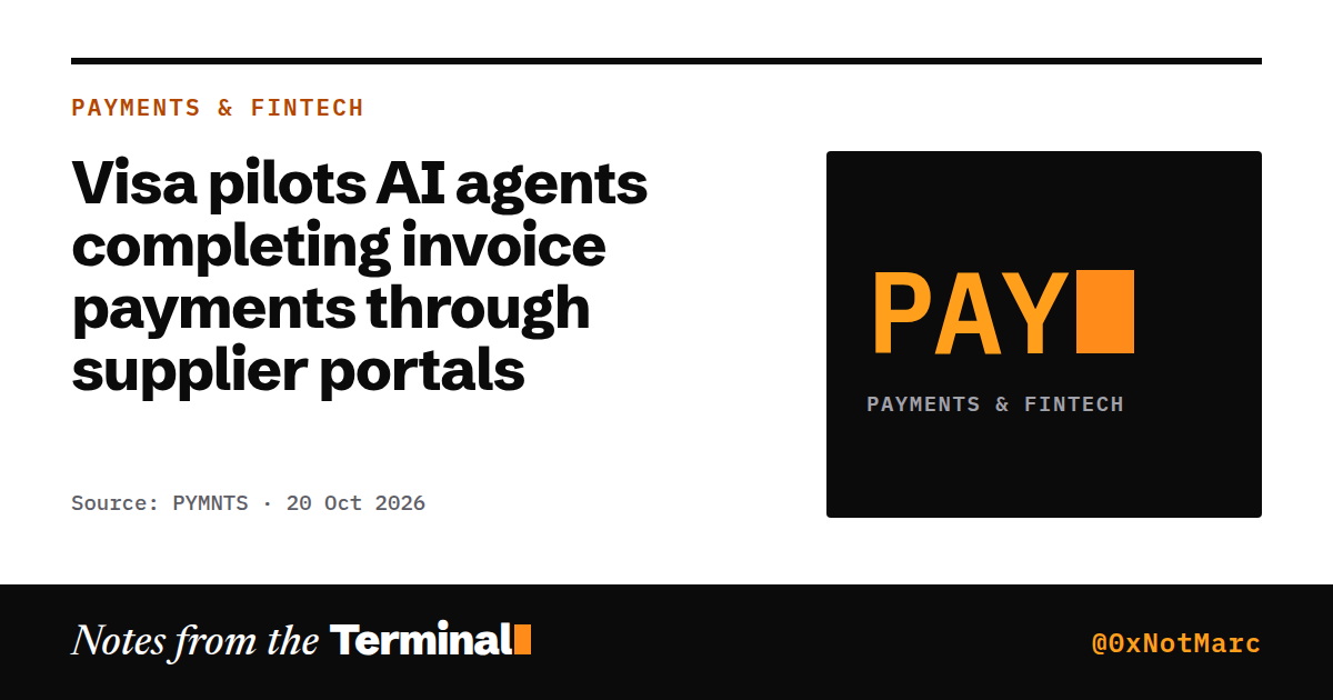Visa pilots AI agents completing invoice payments through supplier portals