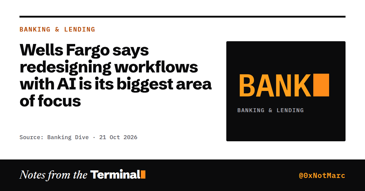 Wells Fargo says redesigning workflows with AI is its biggest area of focus