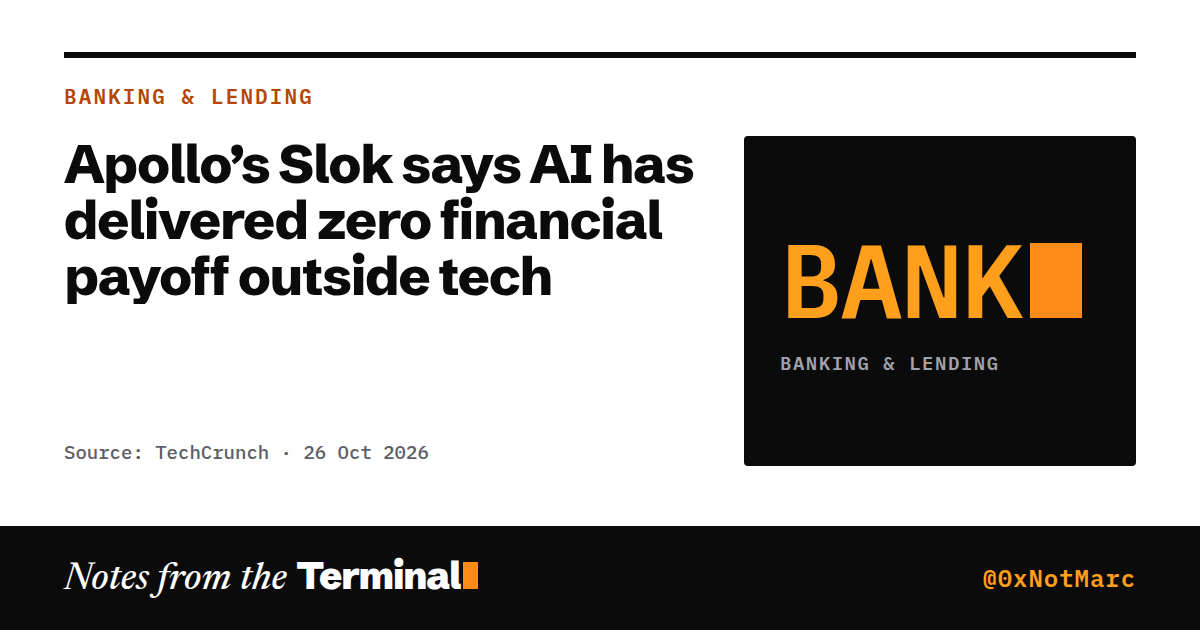 Apollo’s Slok says AI has delivered zero financial payoff outside tech
