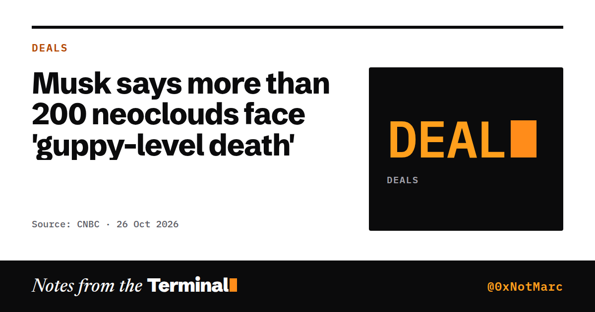 Musk says more than 200 neoclouds face 'guppy-level death'