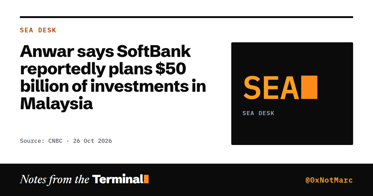 Anwar says SoftBank reportedly plans $50 billion of investments in Malaysia