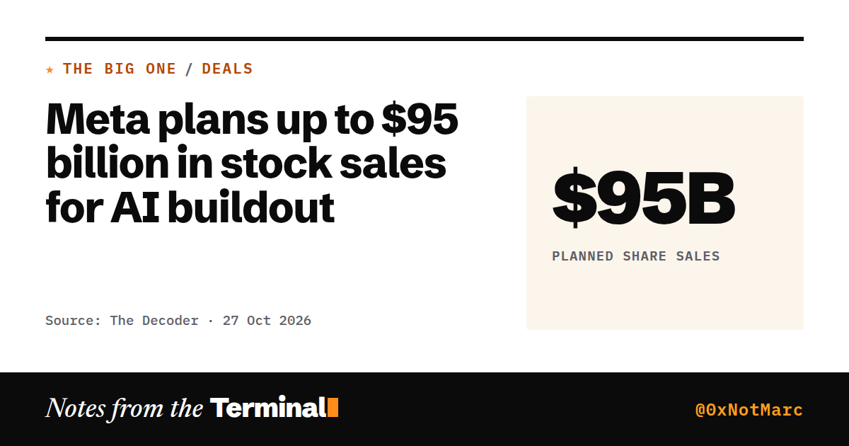 Meta plans up to $95 billion in stock sales for AI buildout. $95B planned share sales