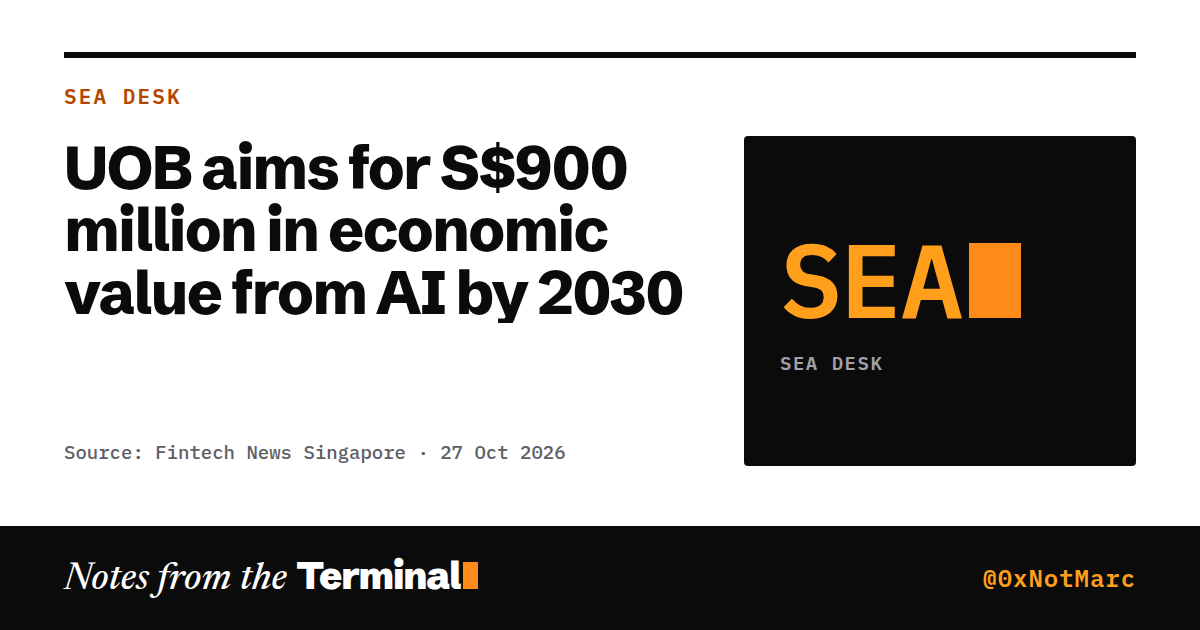UOB aims for S$900 million in economic value from AI by 2030