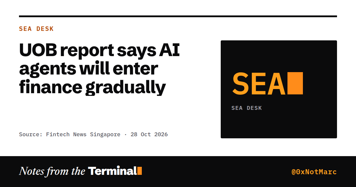UOB report says AI agents will enter finance gradually