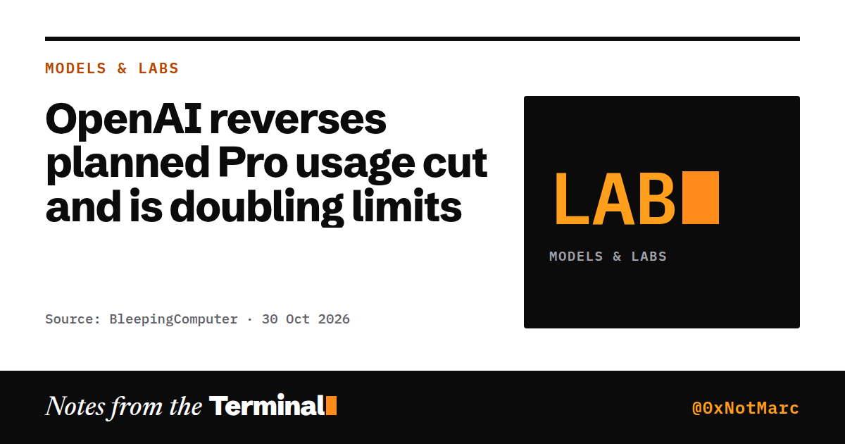 OpenAI reverses planned Pro usage cut and is doubling limits