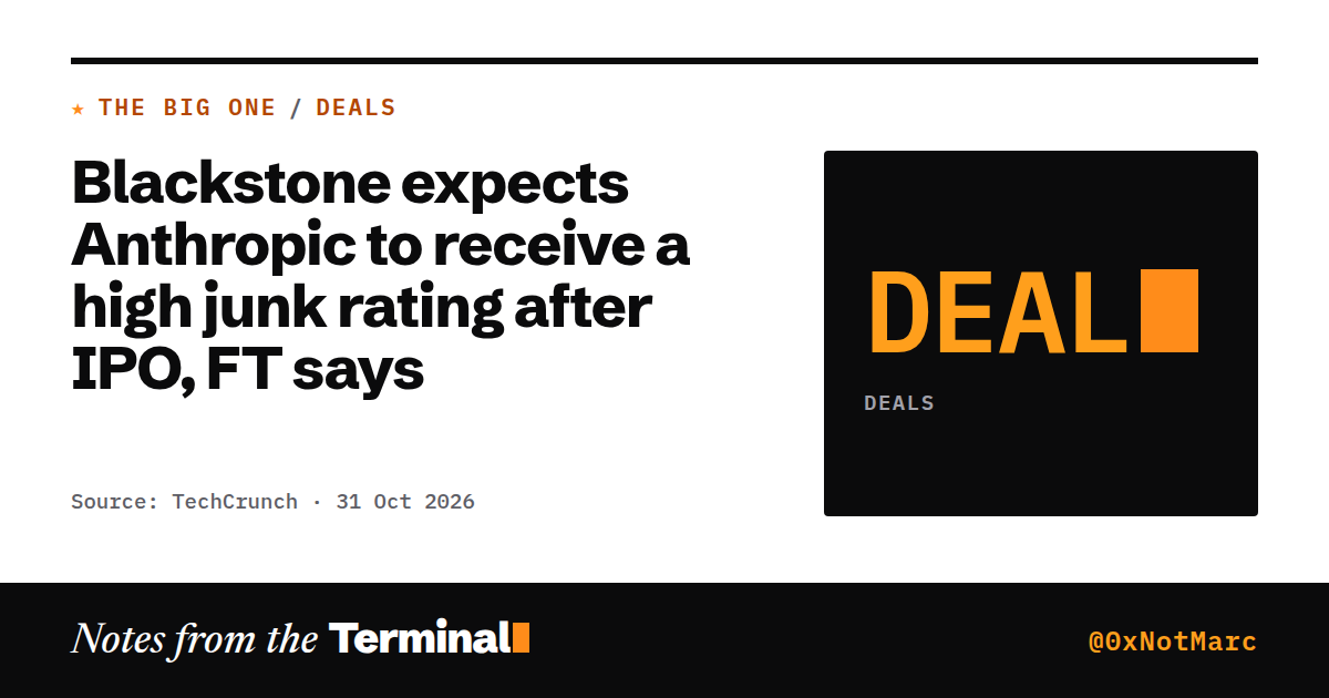 Blackstone expects Anthropic to receive a high junk rating after IPO, FT says